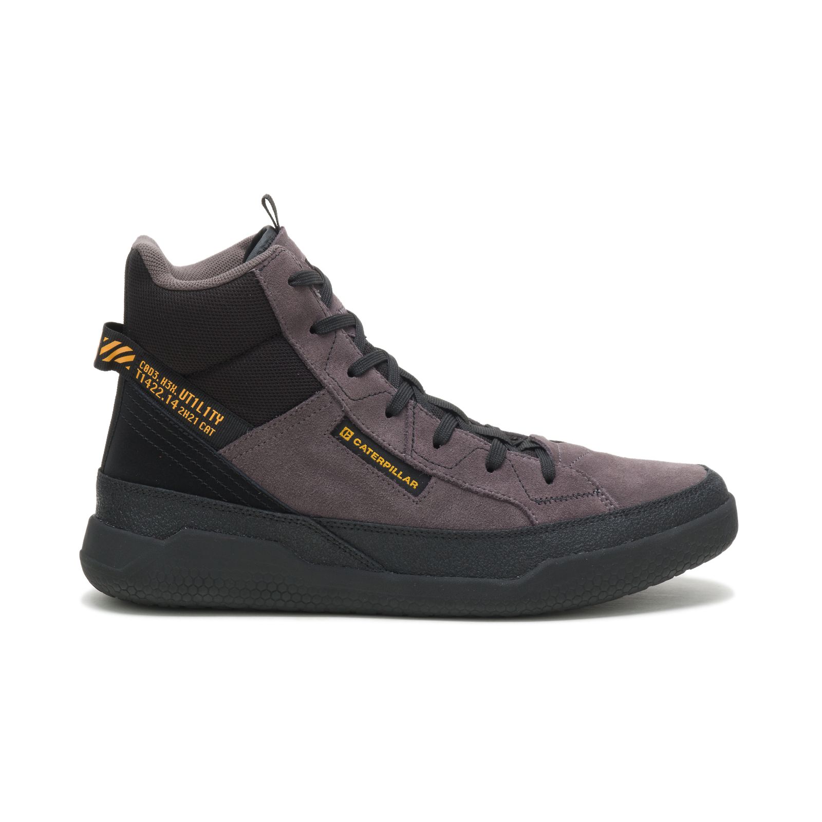 Black Men's Caterpillar Code Hex Hi Utility Sneakers | 349062JBL