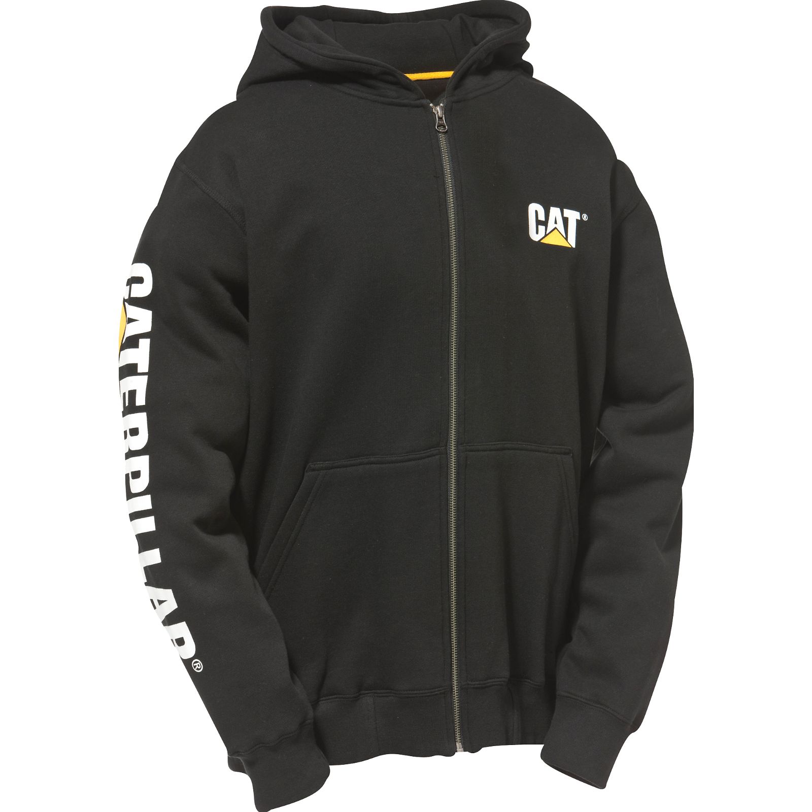 Black Men's Caterpillar Full Zip Hooded Sweatshirts | 938206YZB