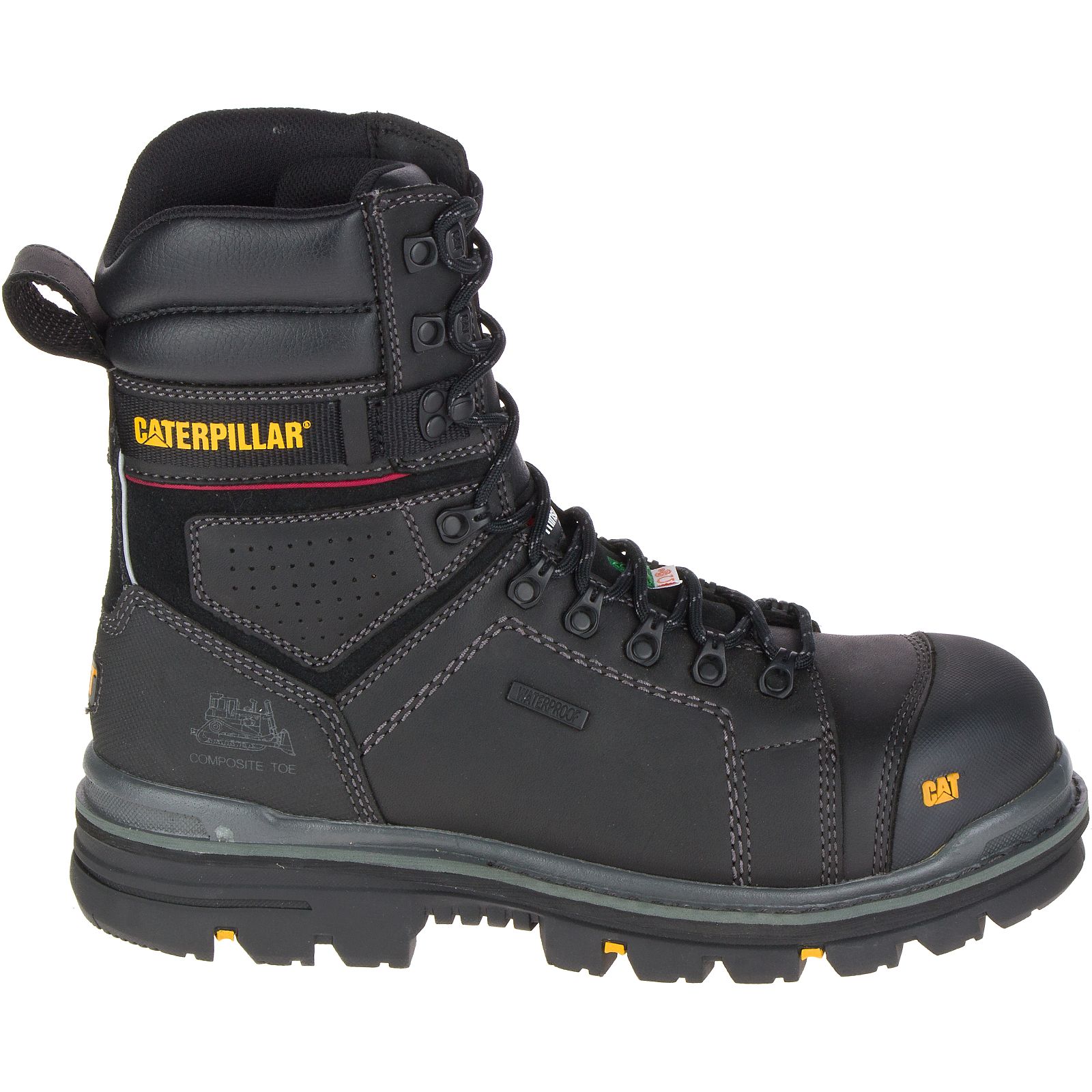 Black Men's Caterpillar Hauler 8" Waterproof Composite Toe Csa Work Boots | 654379NBY