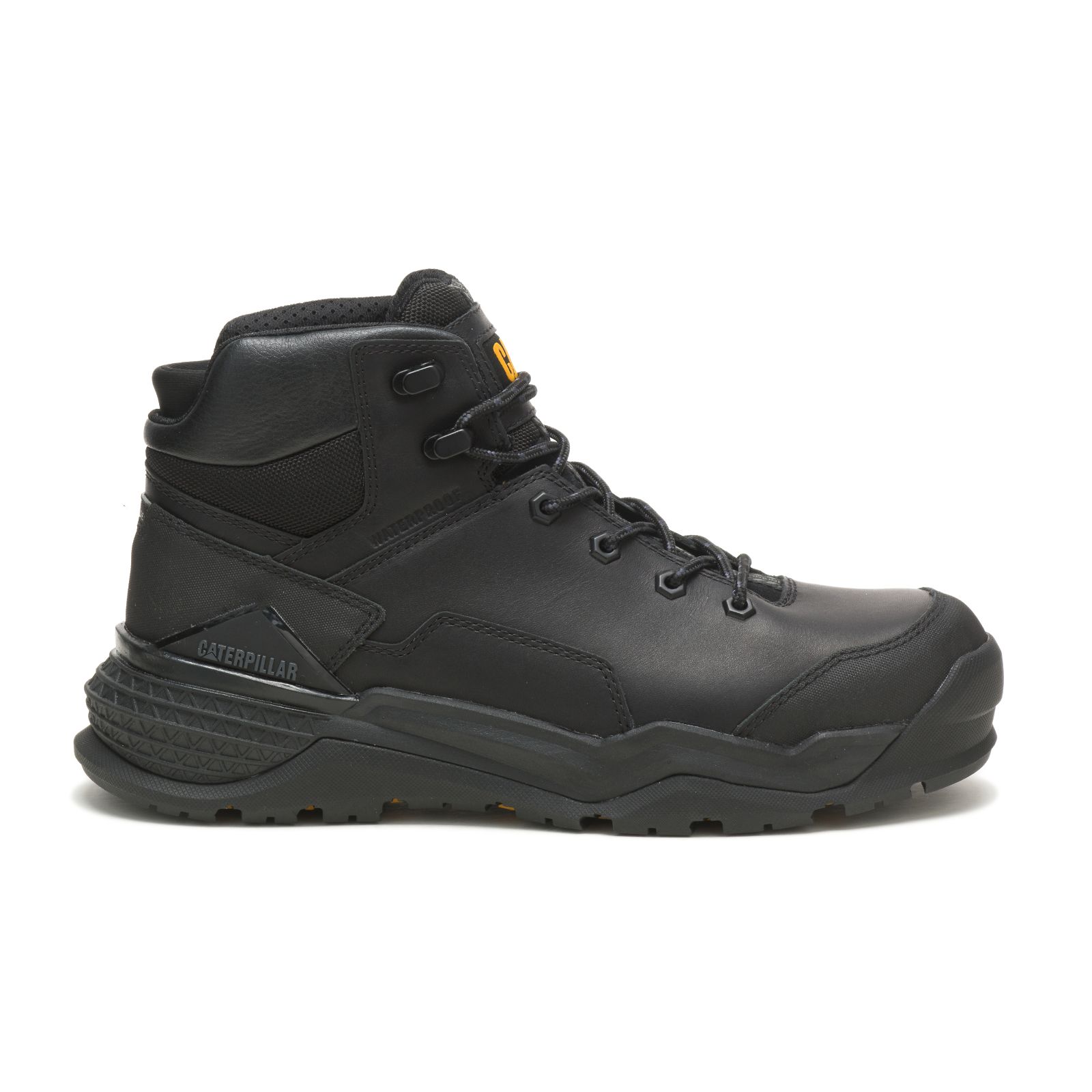 Black Men's Caterpillar Provoke Mid Waterproof Alloy Toe Work Boots | 127603XEF