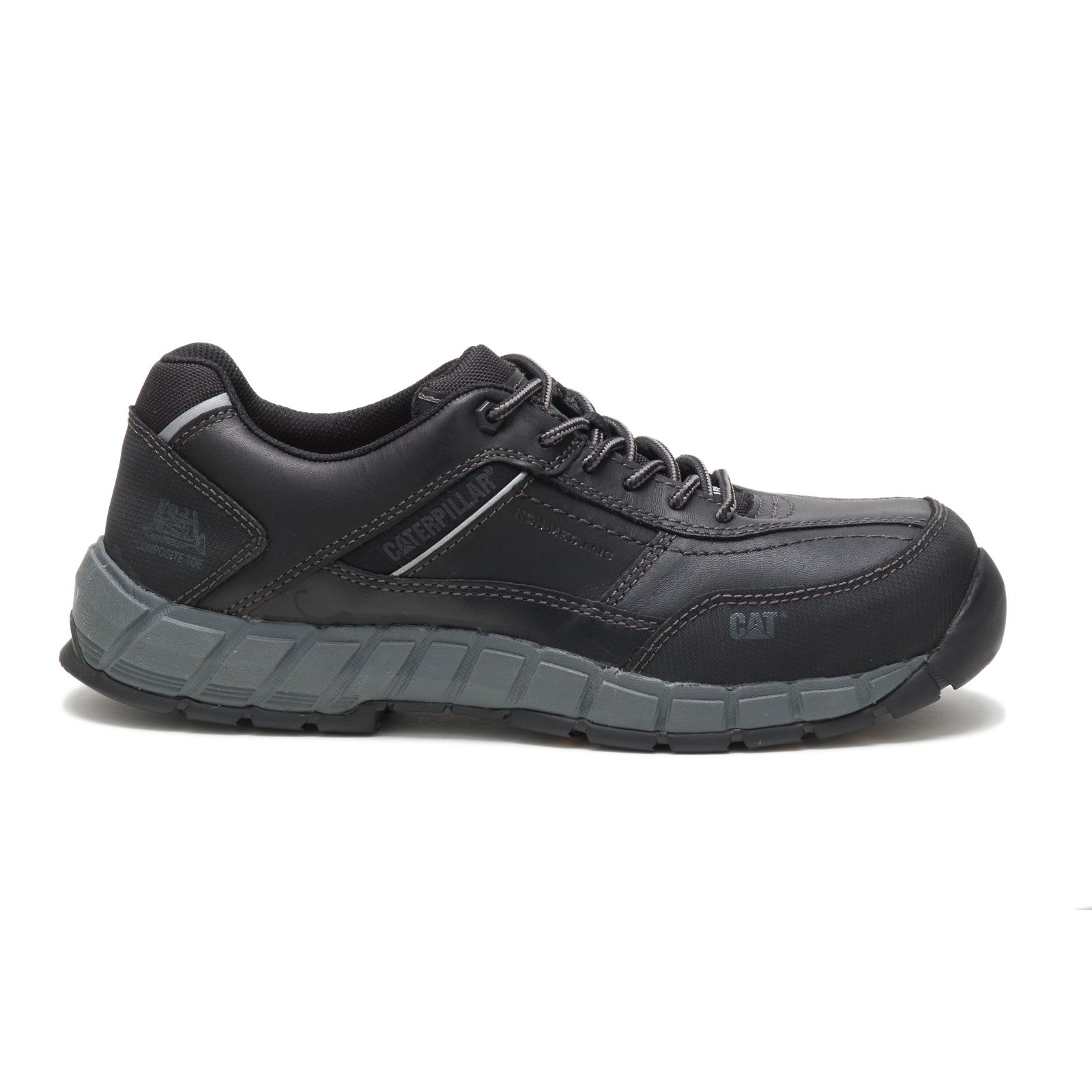 Black Men's Caterpillar Streamline Leather Composite Toe Sneakers | 980675YRN