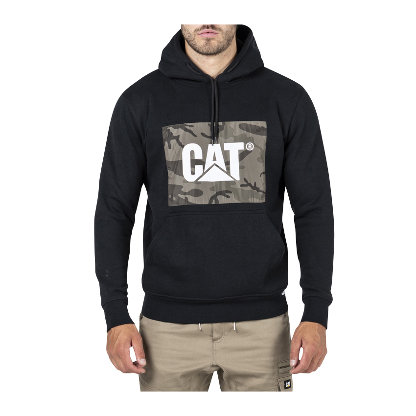 Black Men's Caterpillar Trademark Hoodies | 528179BLM