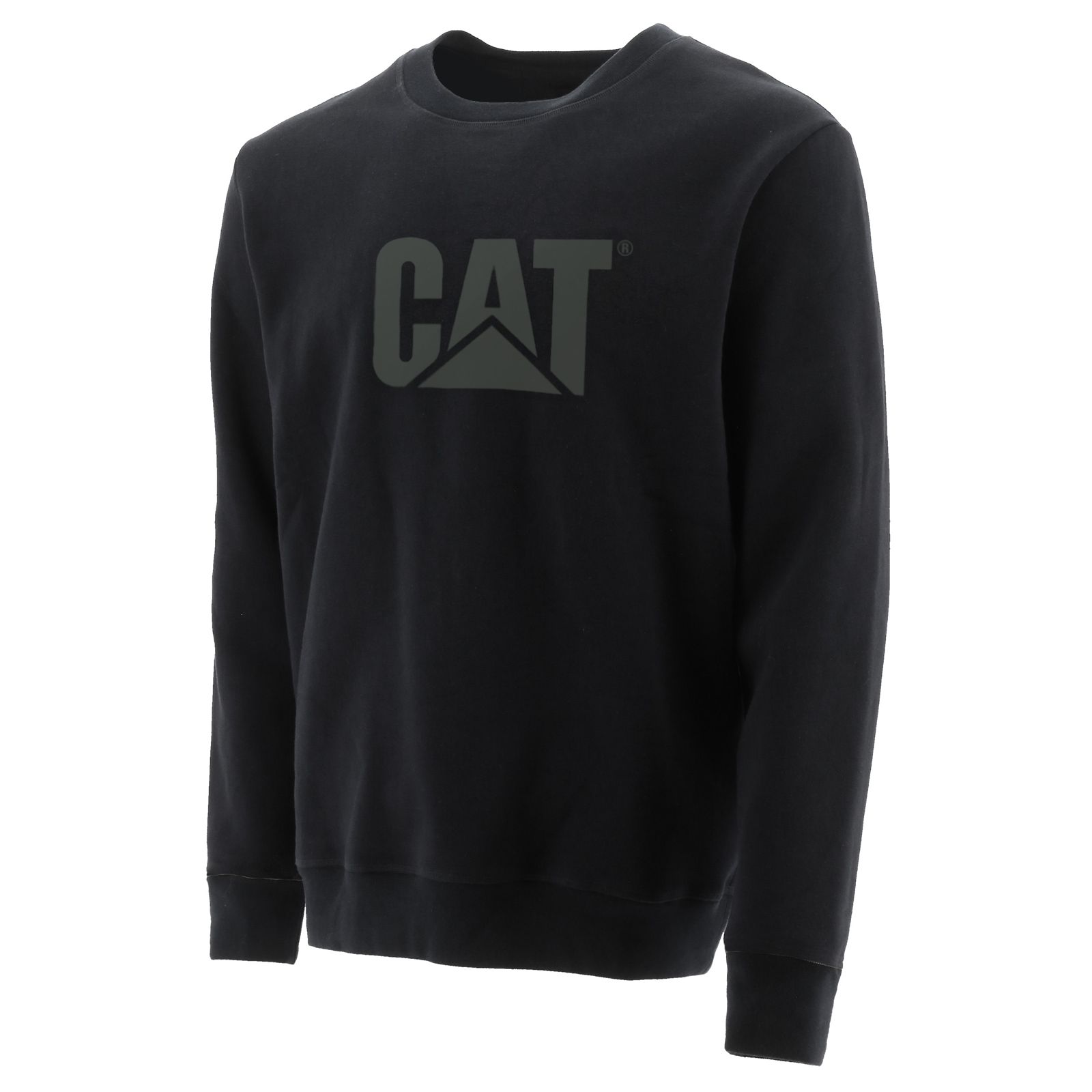 Black Men's Caterpillar Trademark Logo Crewneck Sweatshirts | 739521ZWB