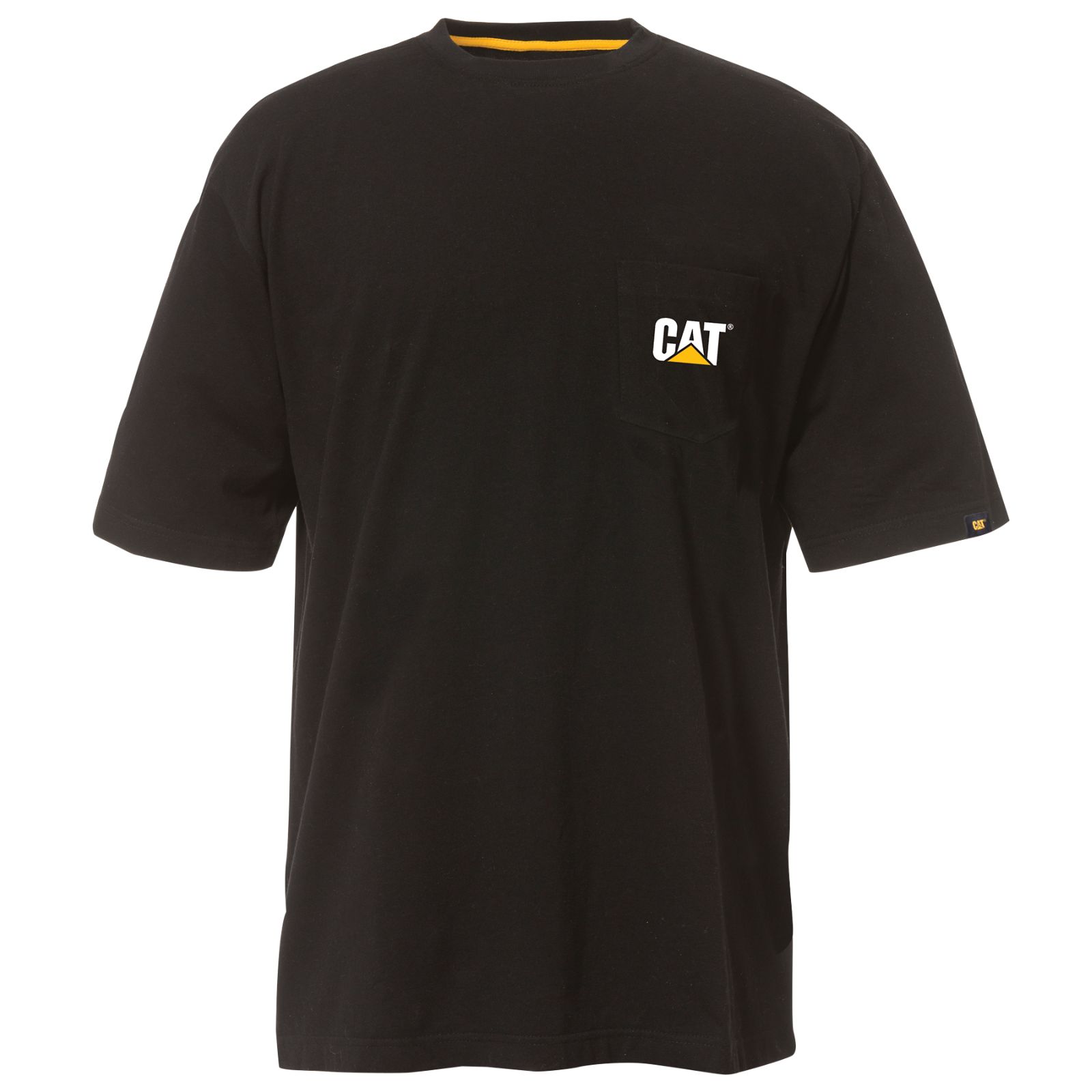 Black Men's Caterpillar Trademark Pocket T-Shirts | 496721OGL