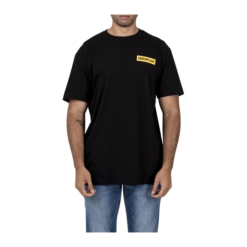 Black Men's Caterpillar Triton Block S/S T-Shirts | 795812IVL