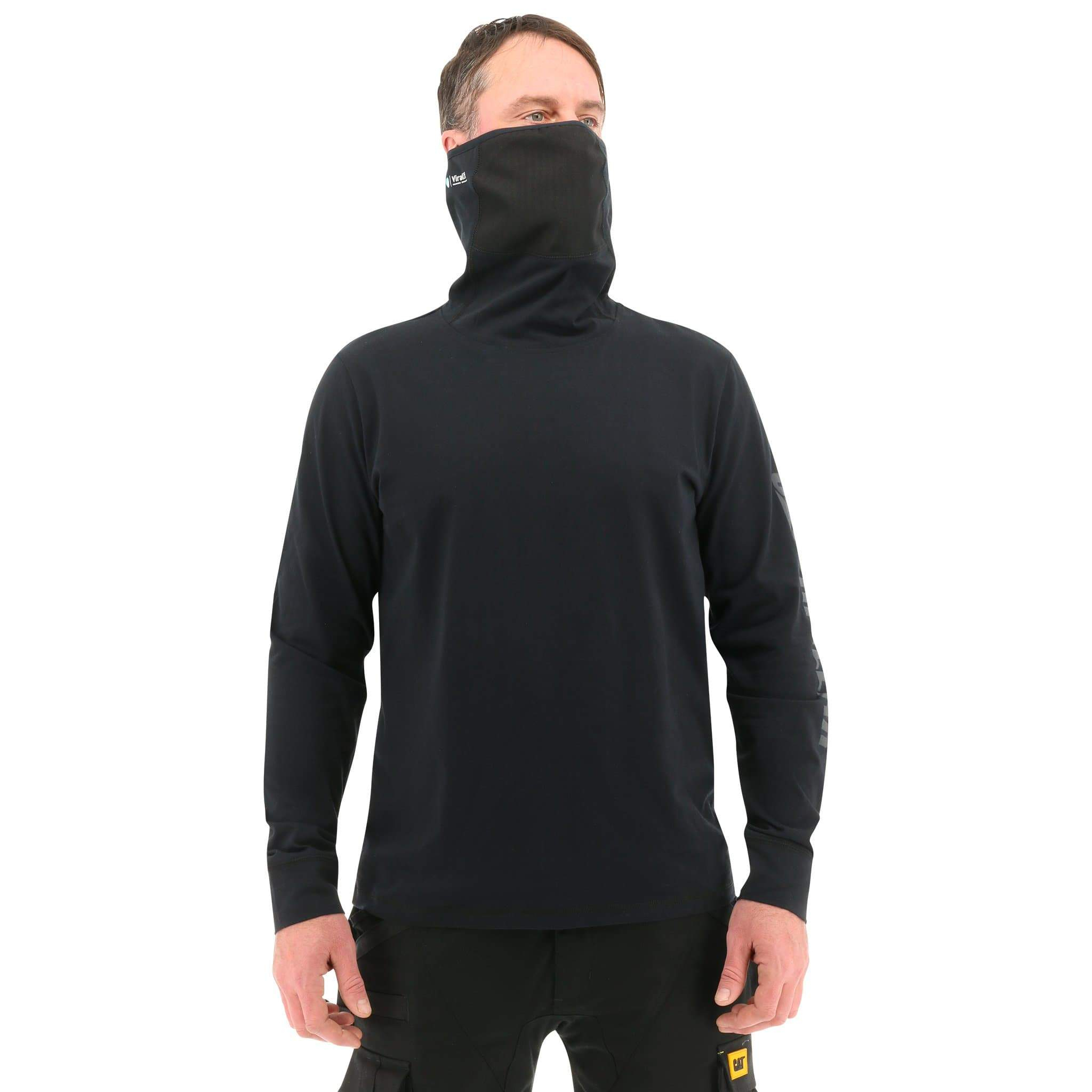 Black Men's Caterpillar Viral Off L/S Gaiter T-Shirts | 501483FQR