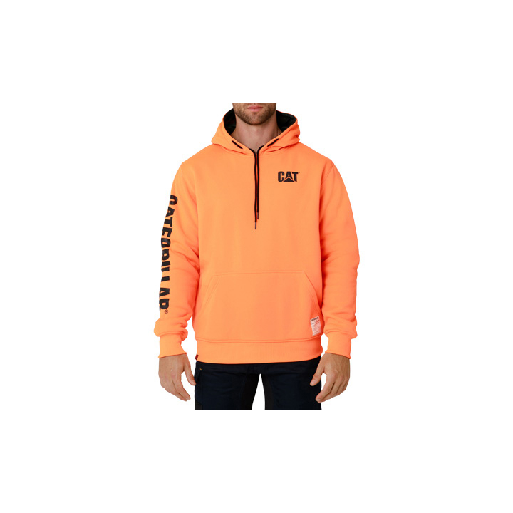 Black/Orange Men's Caterpillar Reversible Banner Hoodies | 370825VTA