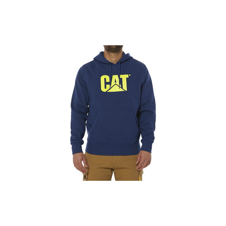Blue Men's Caterpillar Foundation Hooded Sweatshirt Jackets | 401692PKG