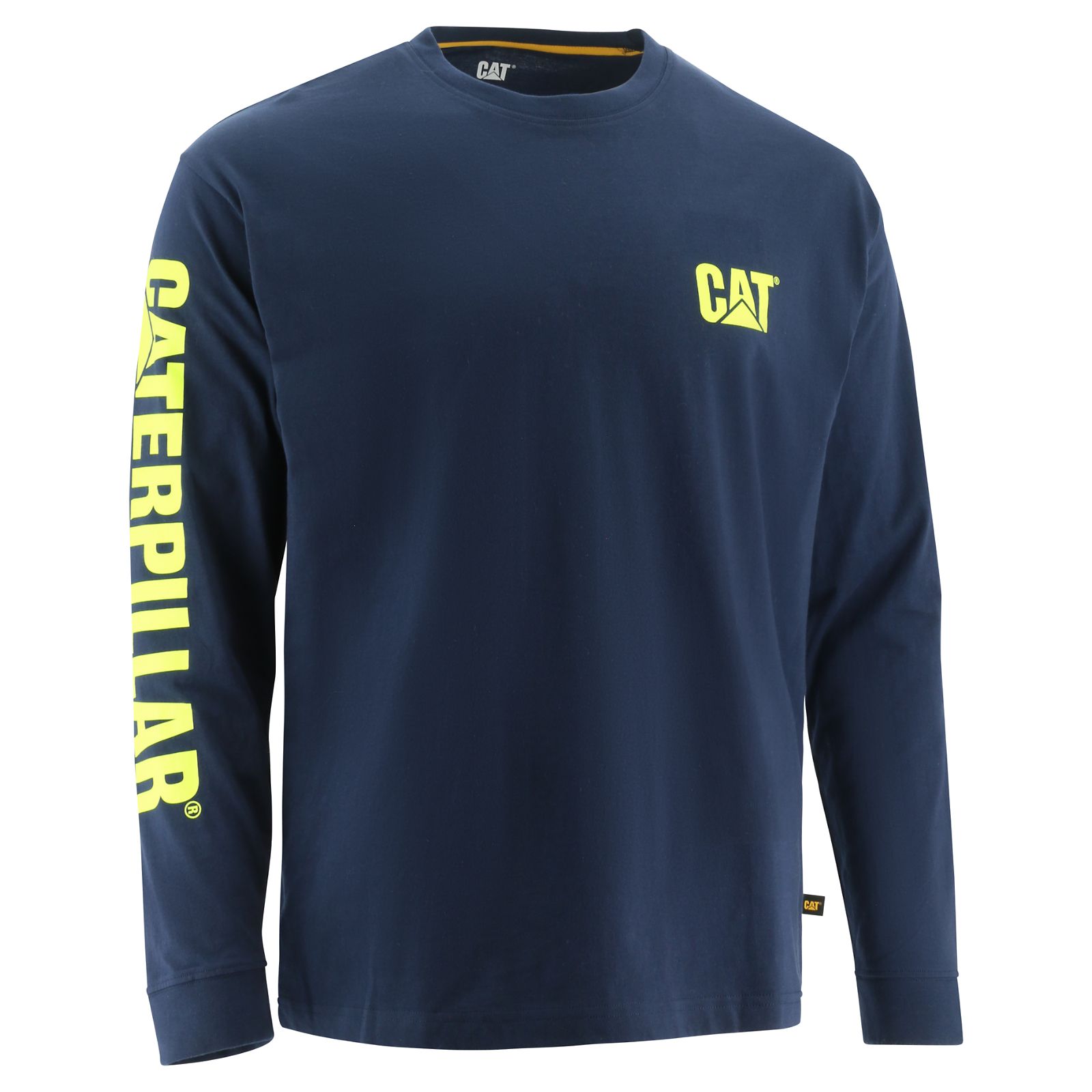 Blue Men's Caterpillar Trademark Banner Long Sleeve T-Shirts | 701342GKR
