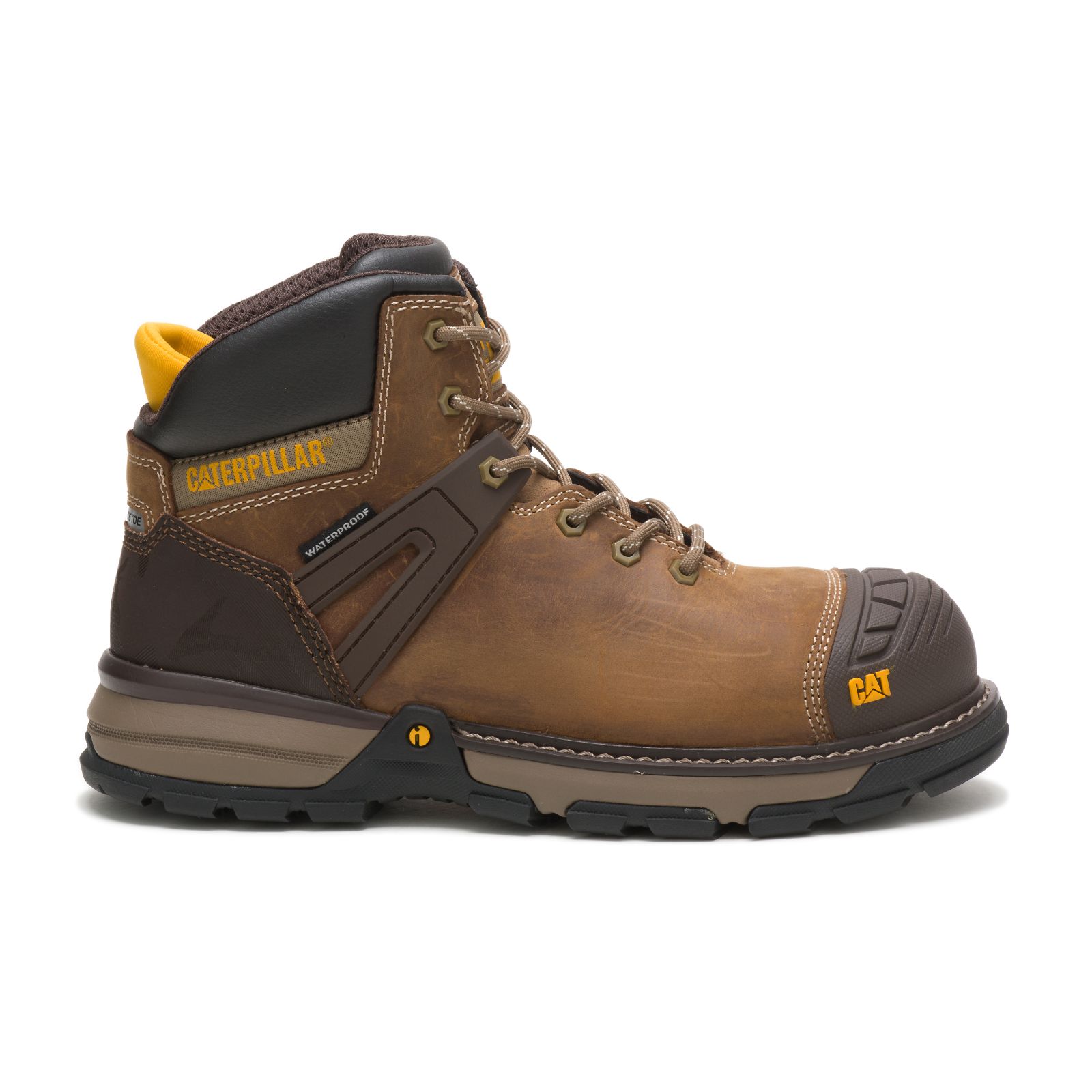 Brown Men's Caterpillar Excavator Superlite Waterproof Nano Toe Work Boots | 920514JVI