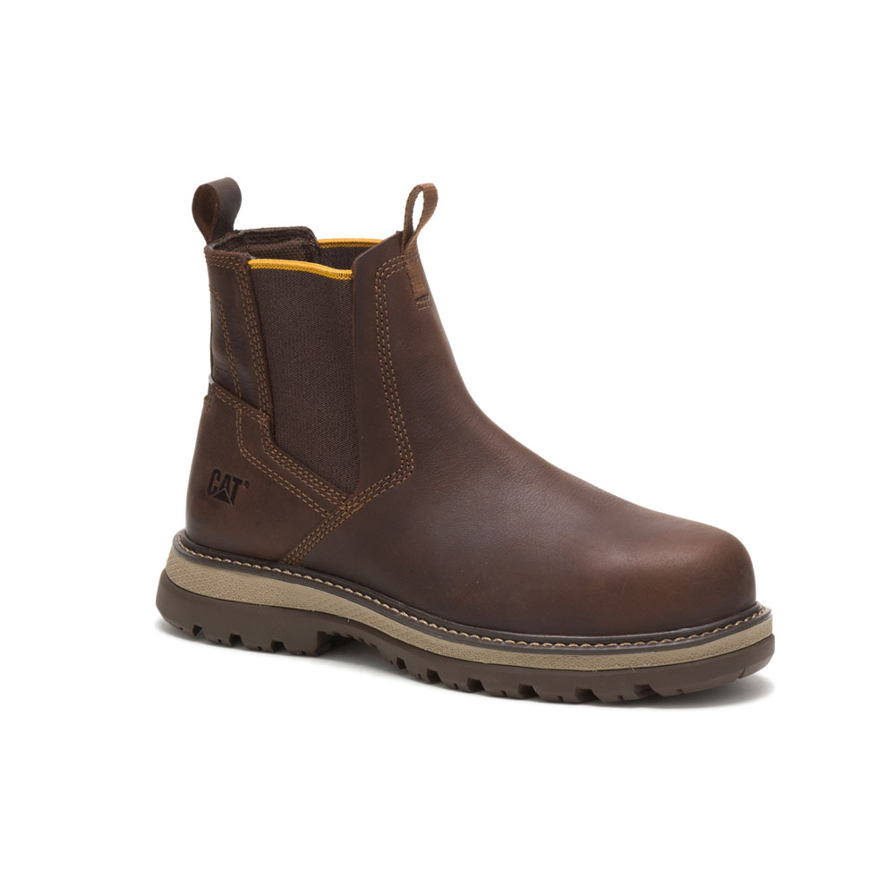 Brown Men's Caterpillar Fairbanks Chelsea St Safety Boots | 274308SRK