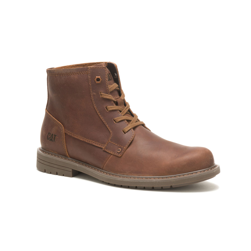 Brown Men's Caterpillar Fluctuate Hi Work Boots | 203748PMK