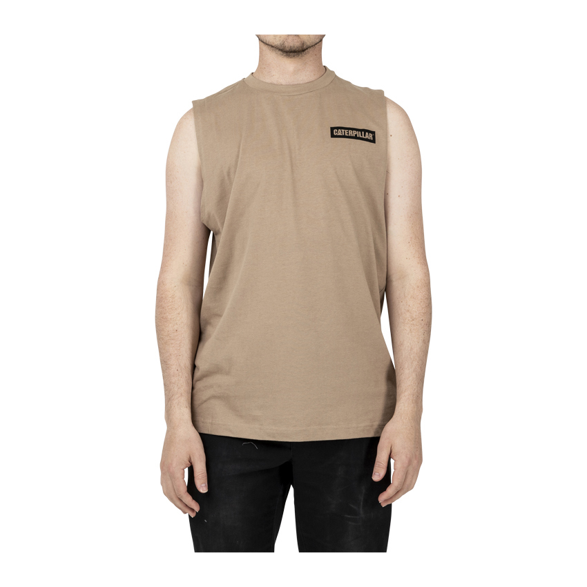 Brown Men's Caterpillar Icon Muscle Tank | 961738WAY