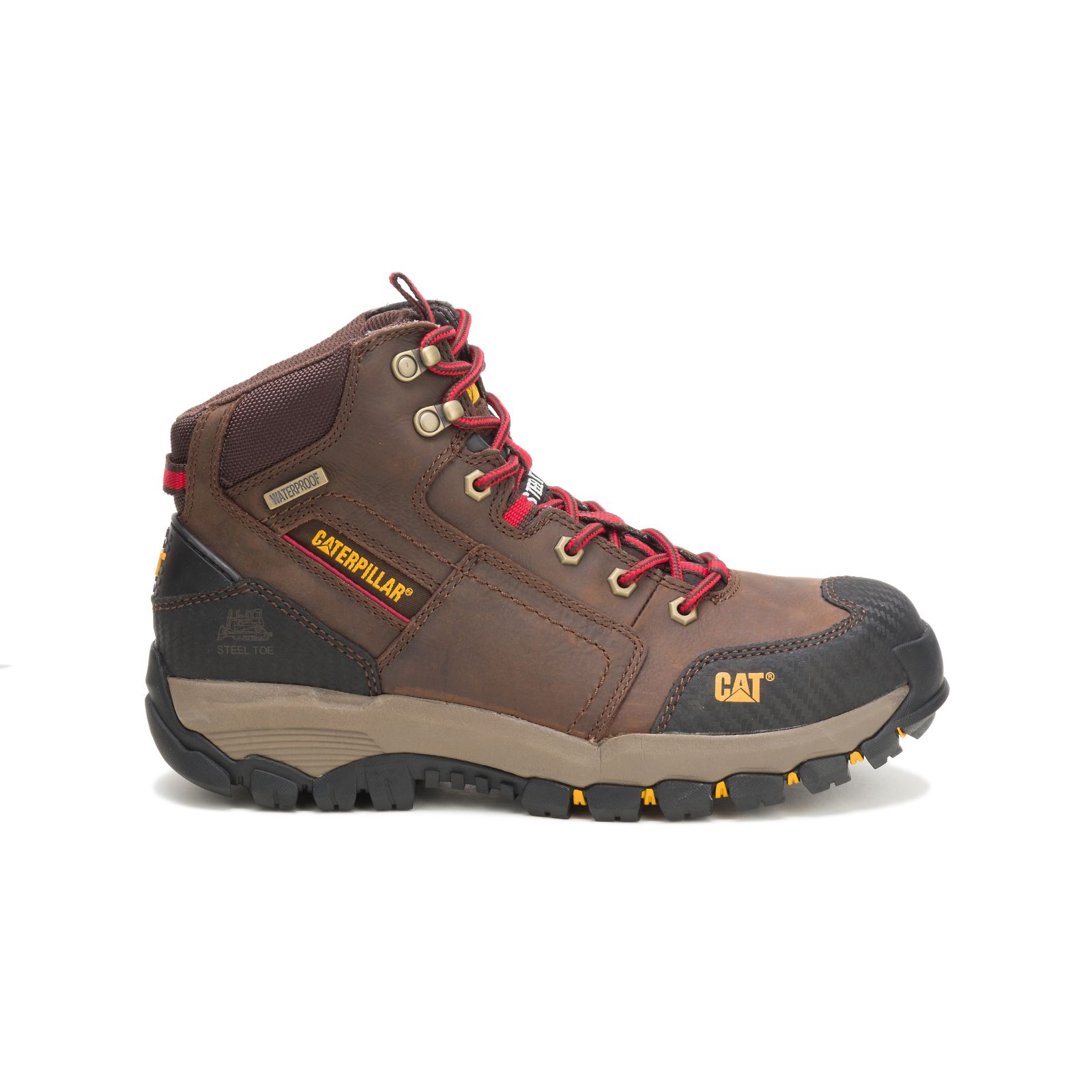Brown Men's Caterpillar Navigator Mid Waterproof Steel Toe Steel Toe Boots | 574629KVQ