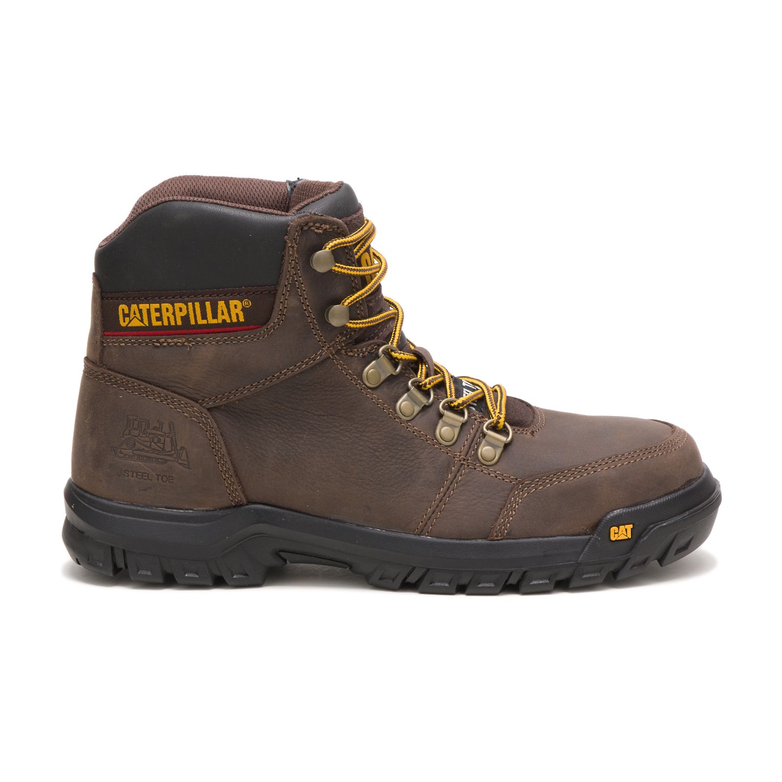 Brown Men's Caterpillar Outline Steel Toe Work Boots | 540718JFX