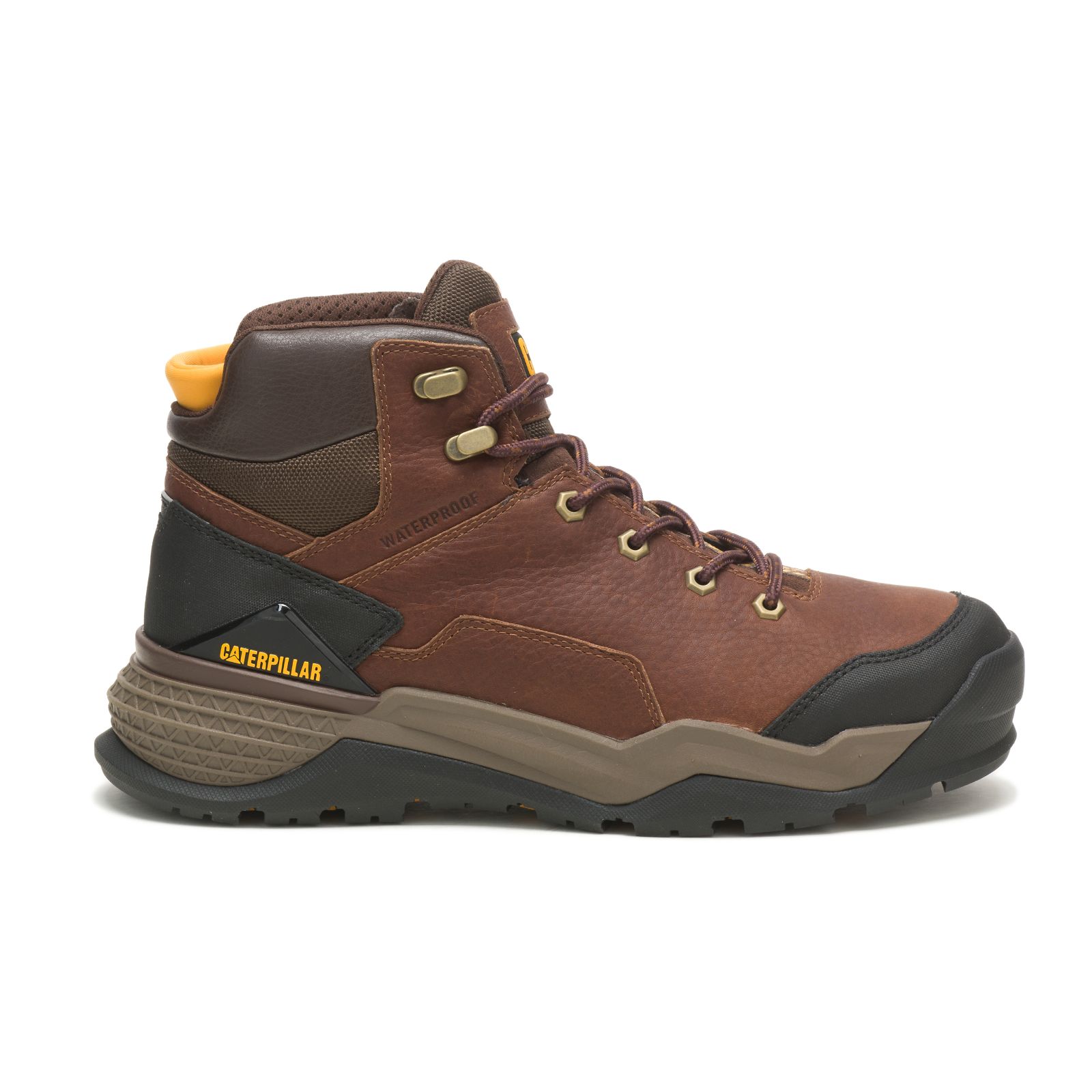 Brown Men's Caterpillar Provoke Mid Waterproof Work Boots | 973164WYE