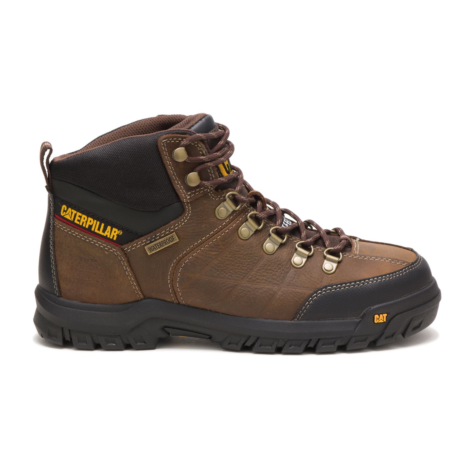 Brown Men's Caterpillar Threshold Waterproof Steel Toe Work Boots | 689542ASE