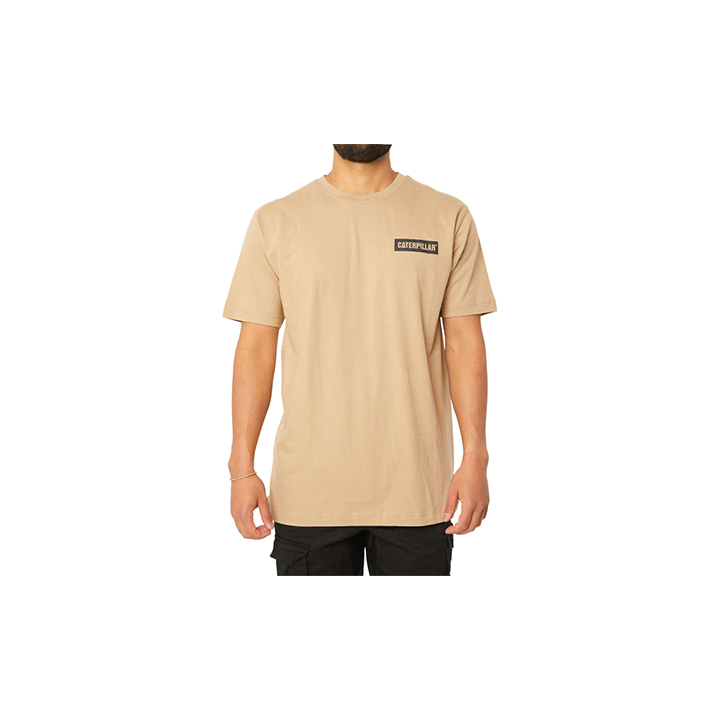 Brown Men's Caterpillar Triton Block S/S T-Shirts | 742056OUS