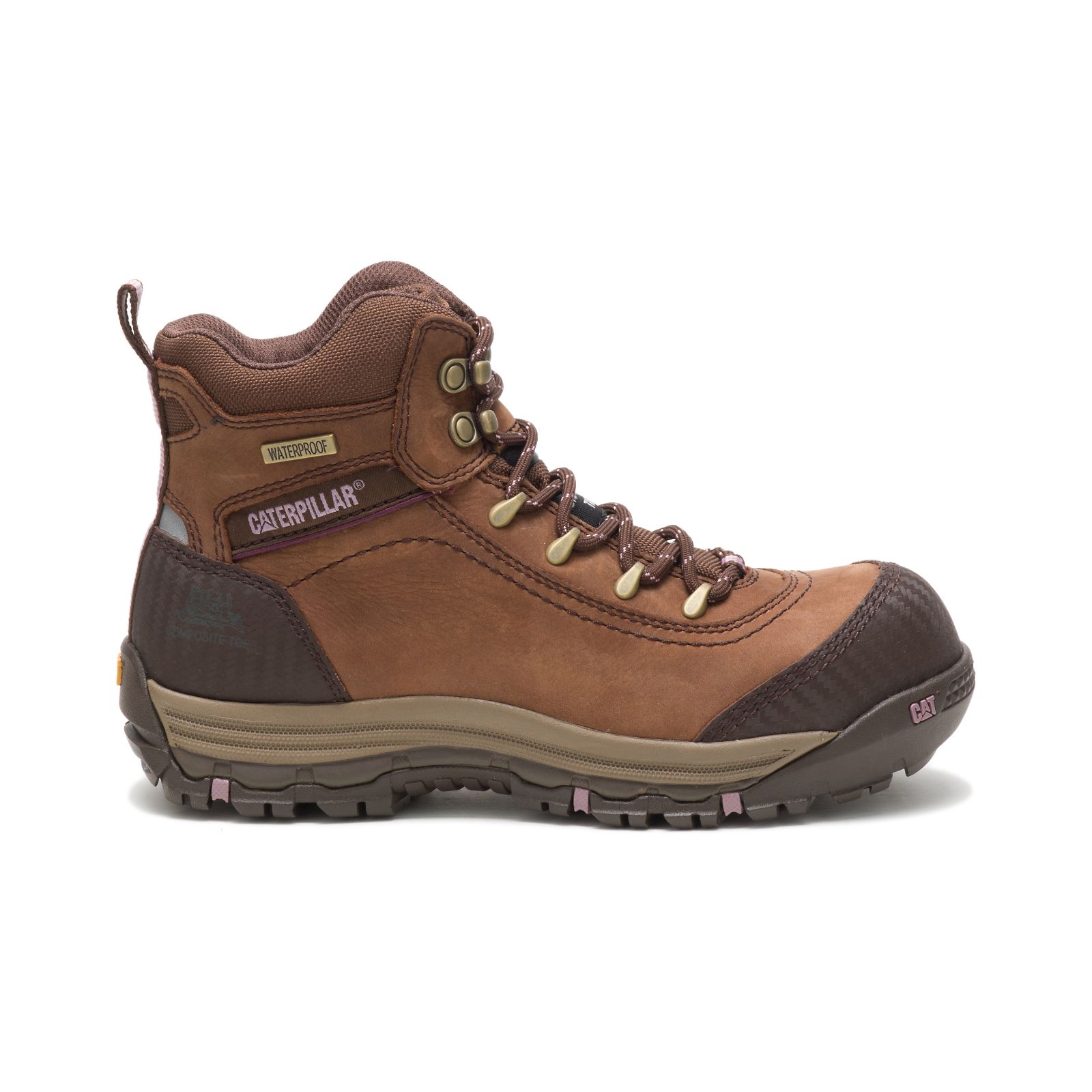 Brown Women's Caterpillar Ally Waterproof Composite Toe Work Boots | 598176ZGE