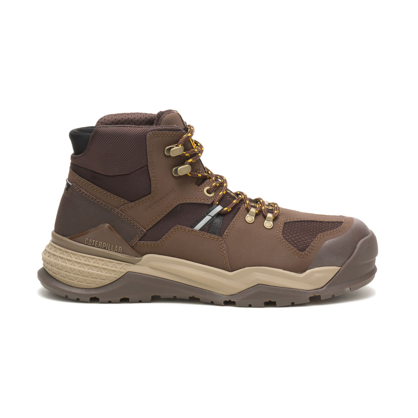 Chocolate Men's Caterpillar Provoke Mid Waterproof Alloy Toe Work Boots | 013276QAB