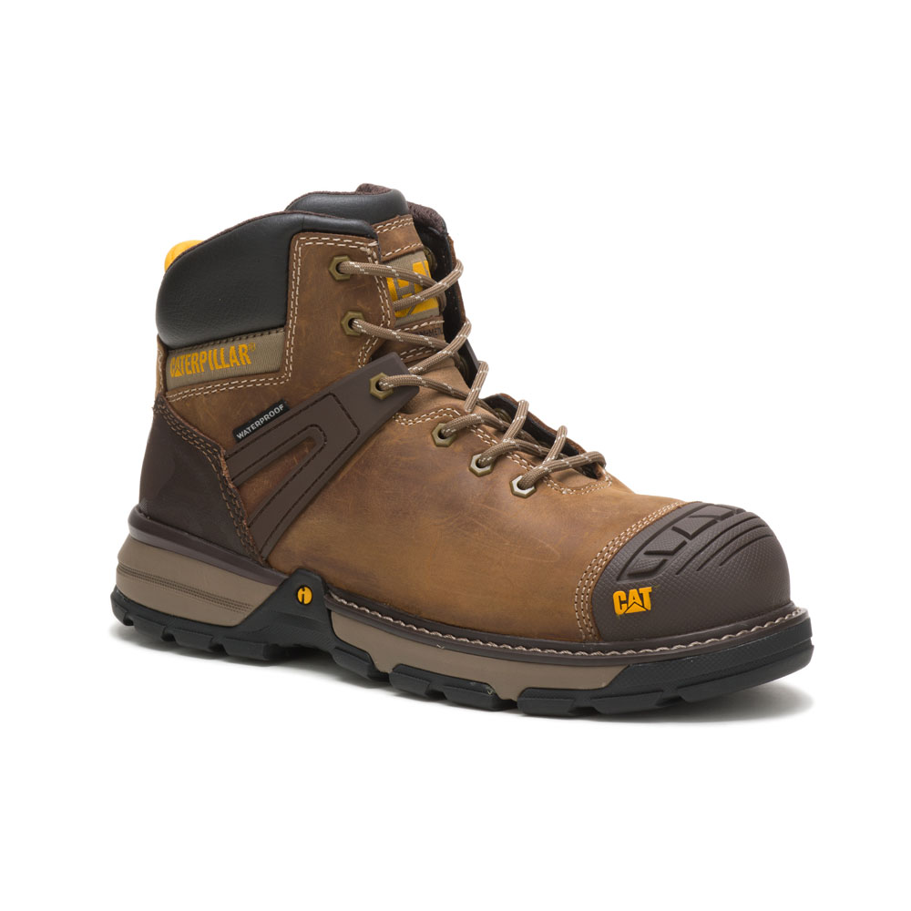 Dark Beige Men's Caterpillar Excavator Superlite Wp Nt Safety Boots | 731546ULH