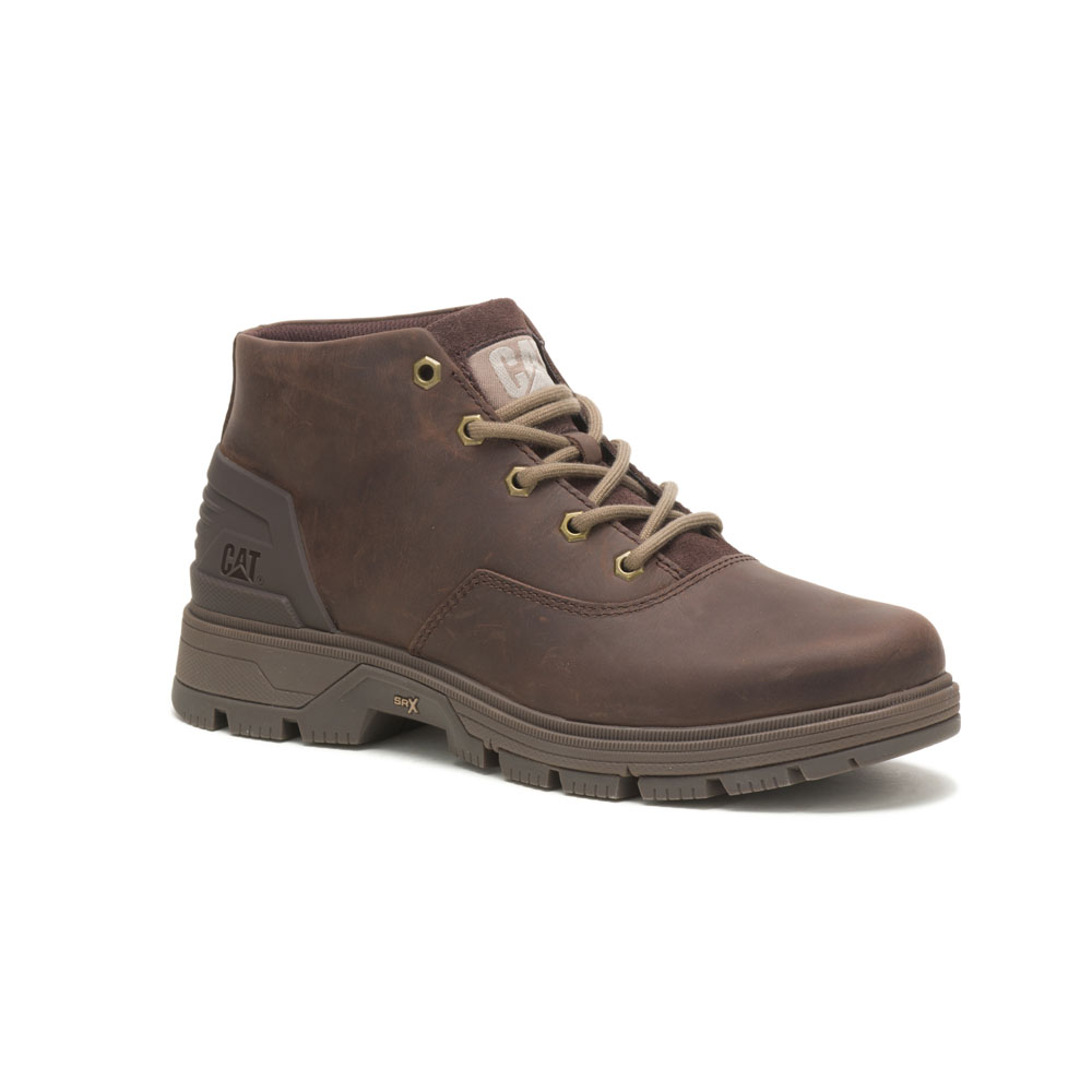 Dark Brown Men's Caterpillar Leverage Chukka Boots | 560412EIN