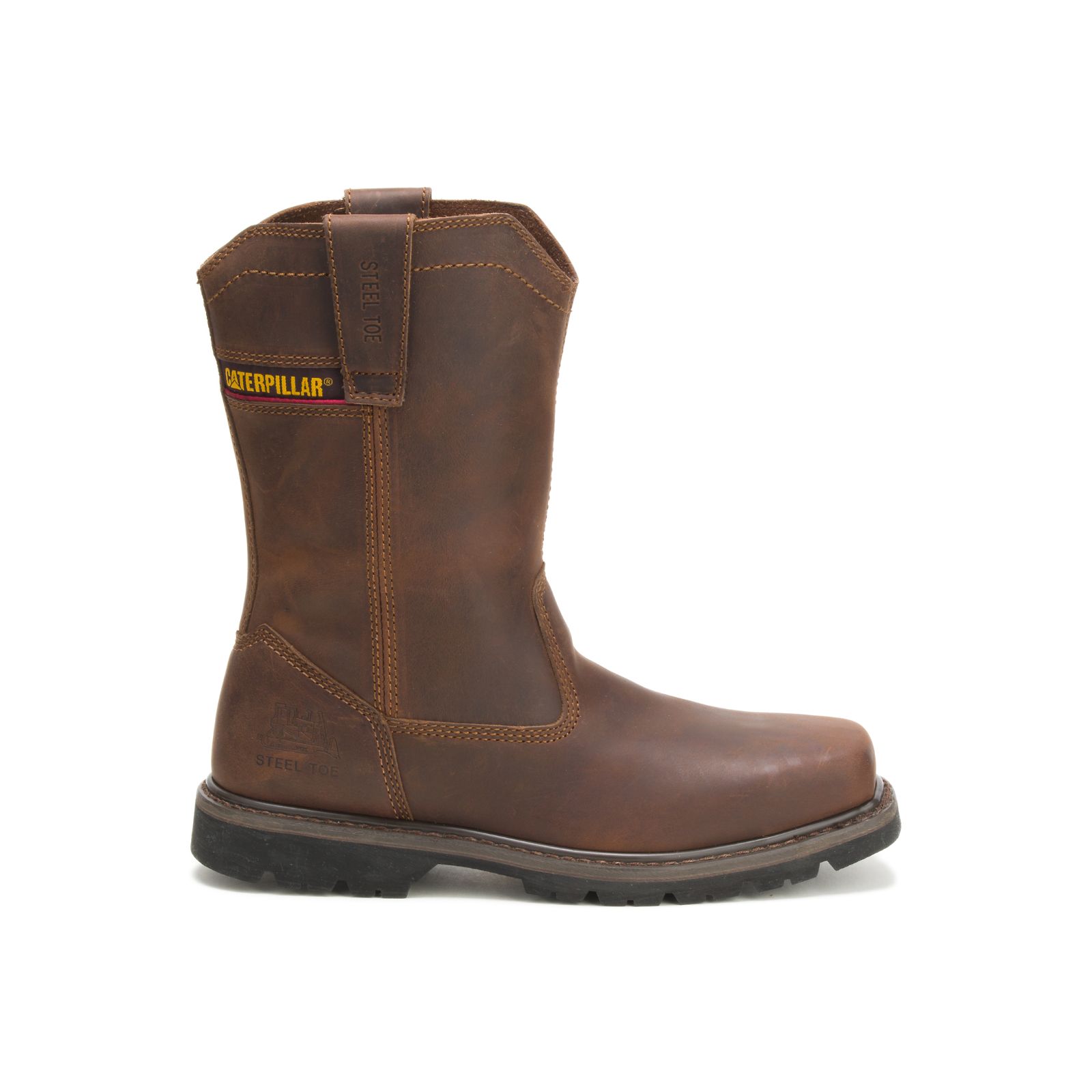 Dark Brown Men's Caterpillar Wellston Pull On Steel Toe Steel Toe Boots | 628749SFH