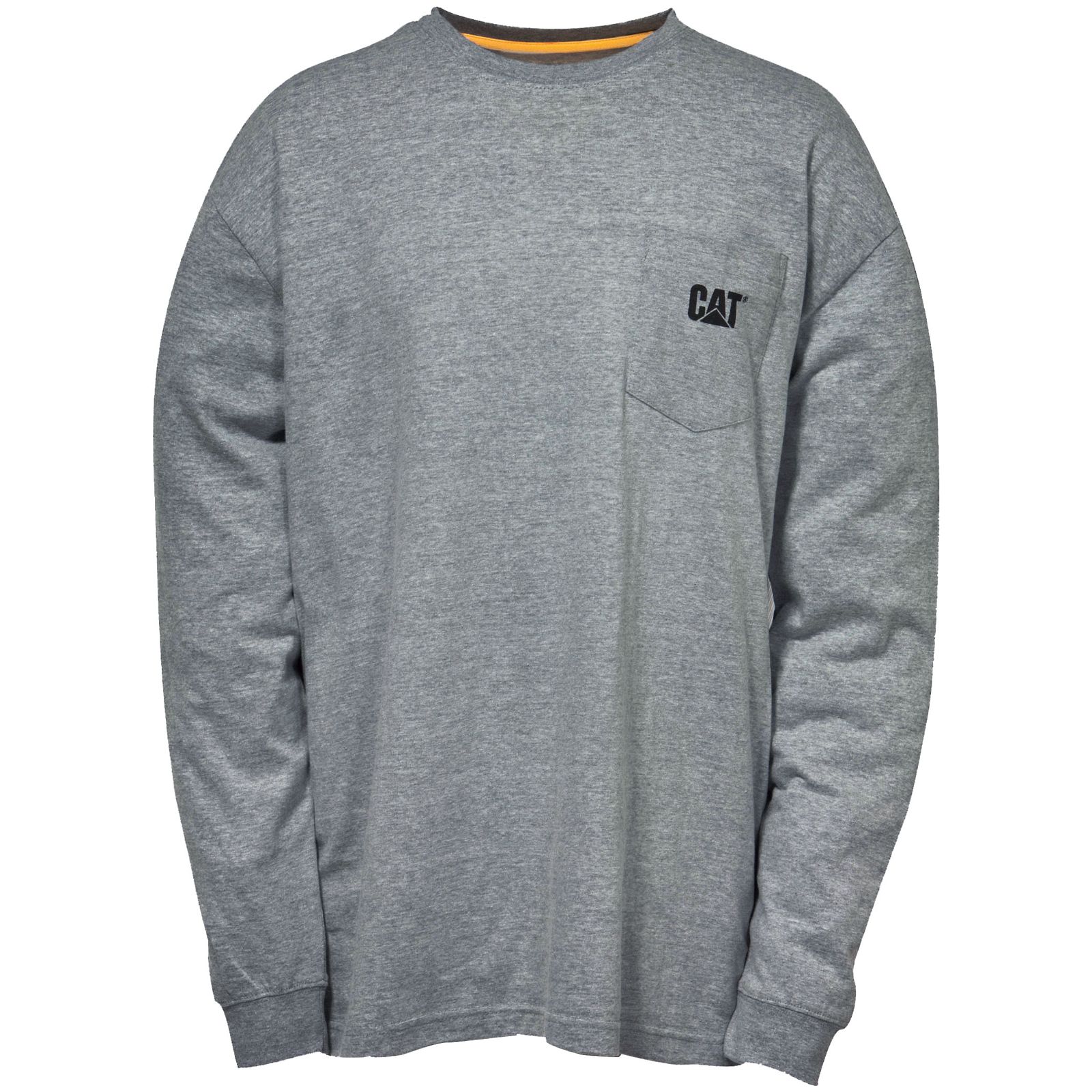 Dark Grey Men's Caterpillar Trademark Pocket Long Sleeve T-Shirts | 284375RNS