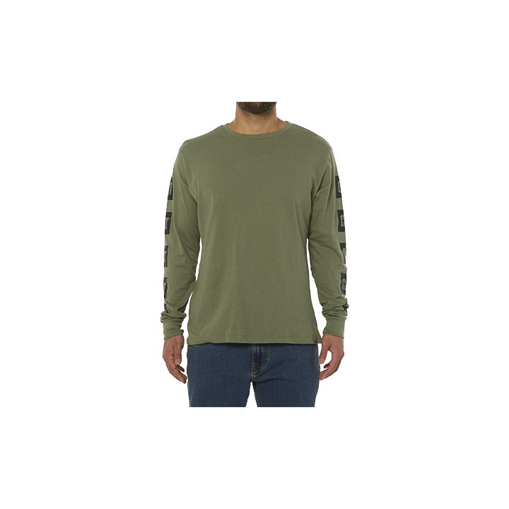 Green Men's Caterpillar Earth L/S Graphic T-Shirts | 638592HUW