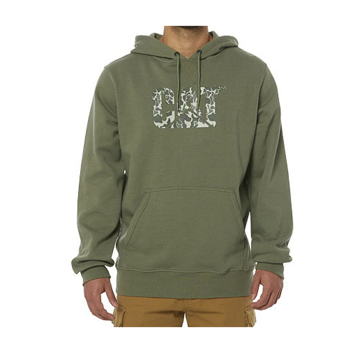 Green Men's Caterpillar Foundation Hooded Sweatshirt Hoodies | 834102KFZ