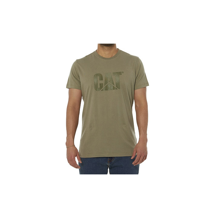 Green Men's Caterpillar Original Logo T-Shirts | 574819FSG