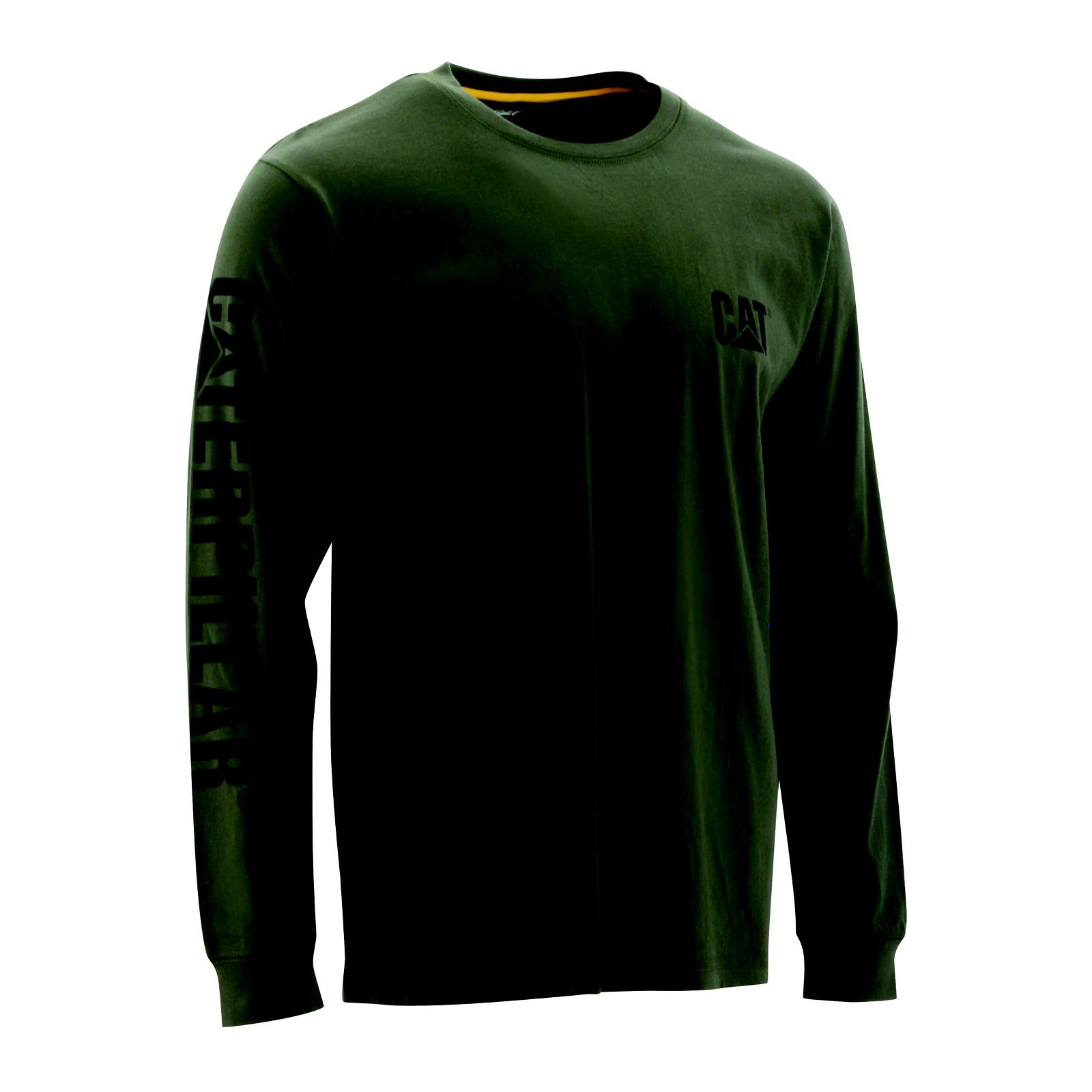 Green Men's Caterpillar Trademark Banner Long Sleeve T-Shirts | 276503XLB