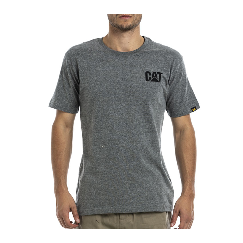 Grey Men's Caterpillar Trademark T-Shirts | 053619ZAF