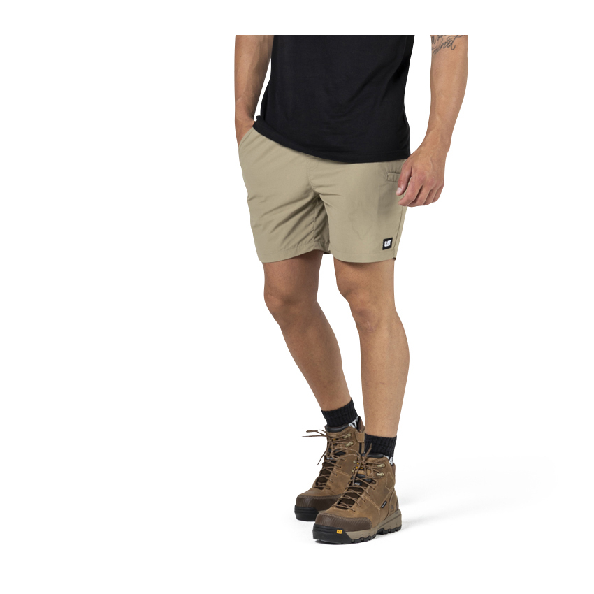 Khaki Men's Caterpillar Nylon Work Shorts | 629870MXY