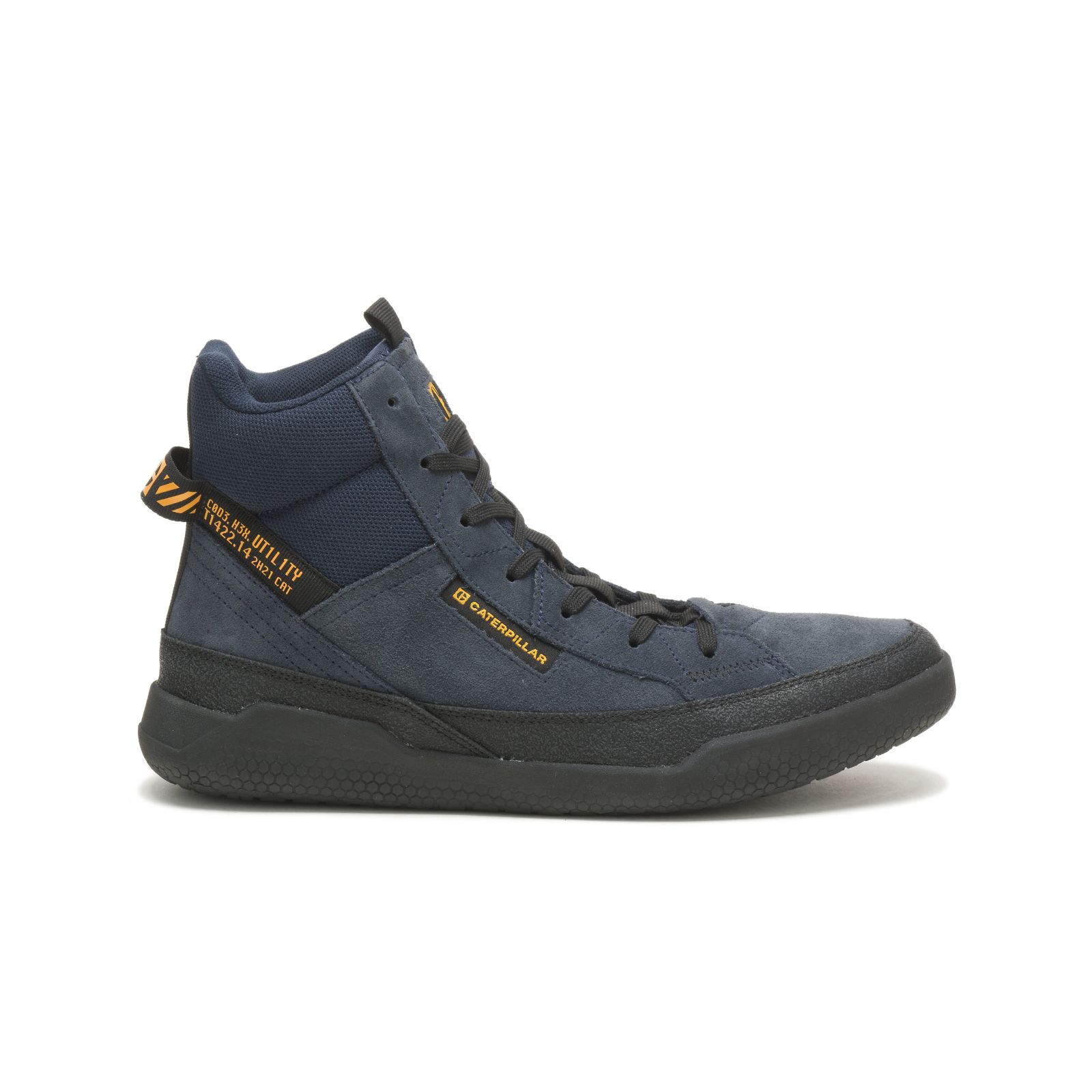 Navy/Black Men's Caterpillar Code Hex Hi Utility Sneakers | 075284NXI
