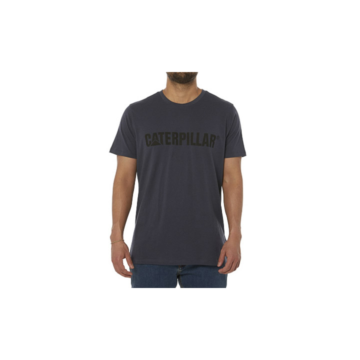 Navy Men's Caterpillar Caterpillar Logo T-Shirts | 568017DEF