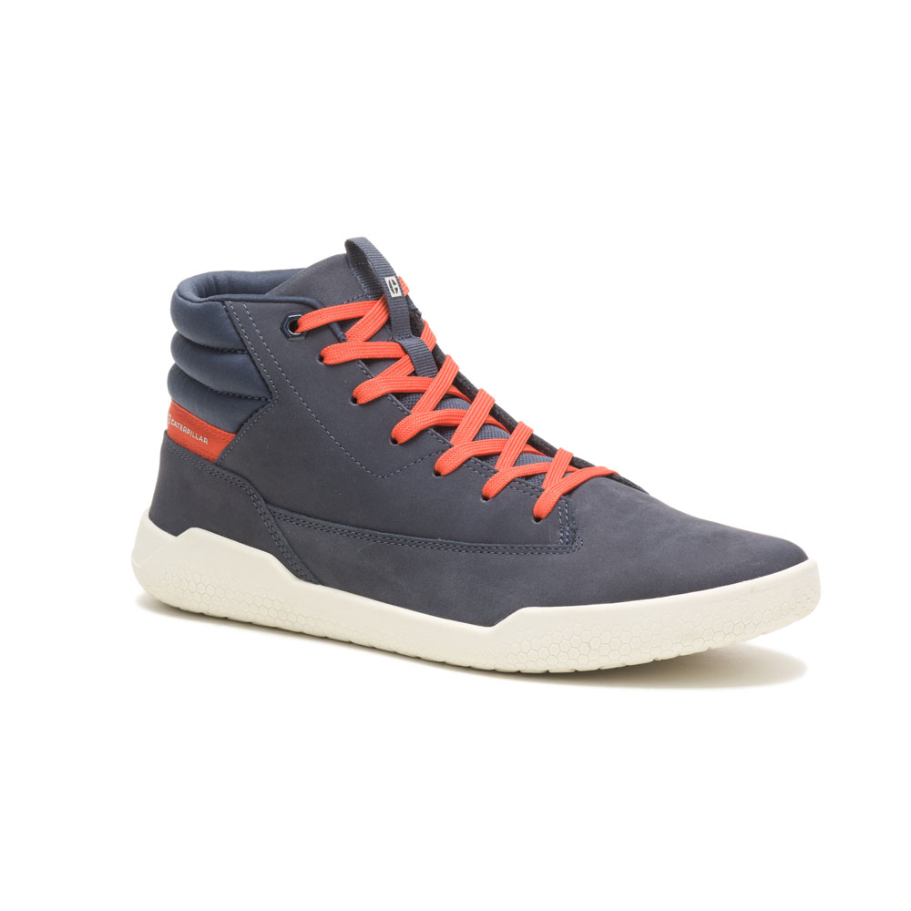 Navy Men's Caterpillar Hex Hi Sneakers | 218936UNI