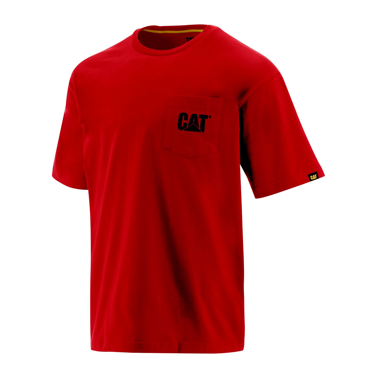Red Men's Caterpillar Trademark Pocket T-Shirts | 829143ZNP