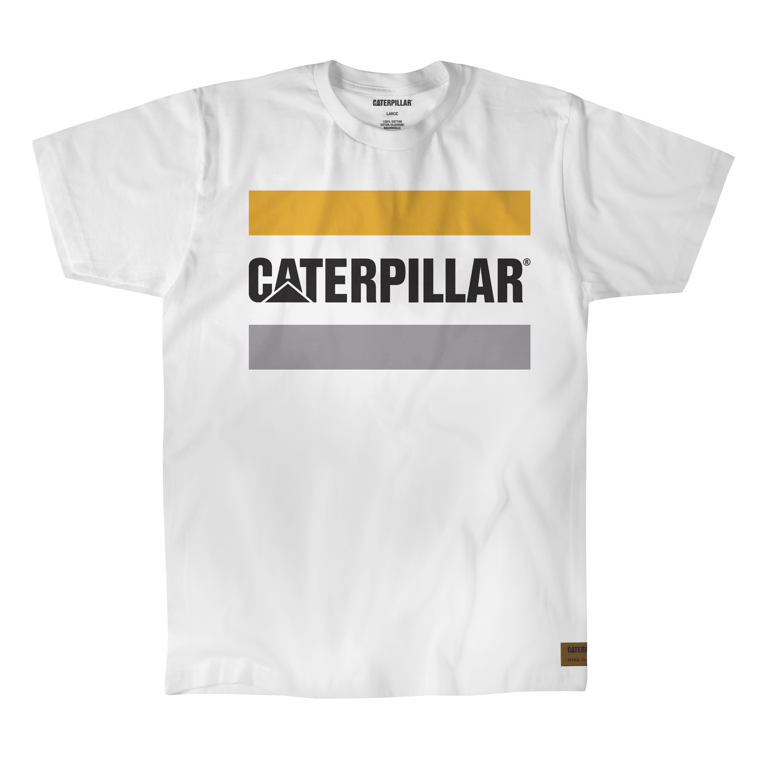 White Men's Caterpillar Work Logo T-Shirts | 317028RDN