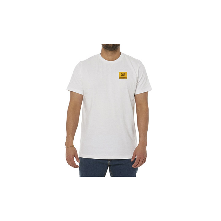 White Men's Caterpillar Work Restricted T-Shirts | 806347QMS