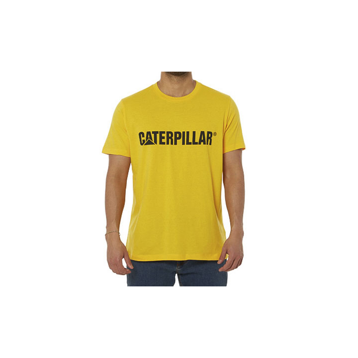 Yellow Men's Caterpillar Caterpillar Logo T-Shirts | 613597FCN