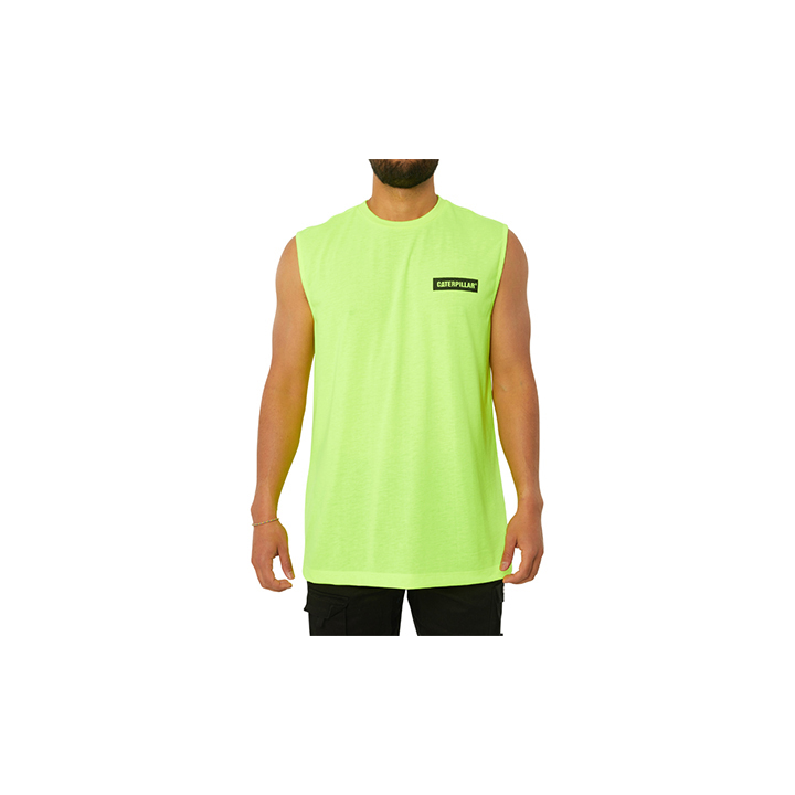 Yellow Men's Caterpillar Icon Muscle Tank | 023786XMW